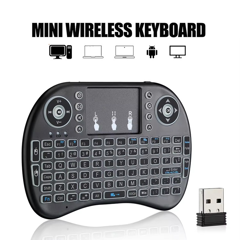 Mini Wireless Mouse - มินิคีย์บอร์ดไร้สาย 2.4G ไม่มีแบ็คไลท์ แอร์เมาส์ ทัชแพด รีโมท