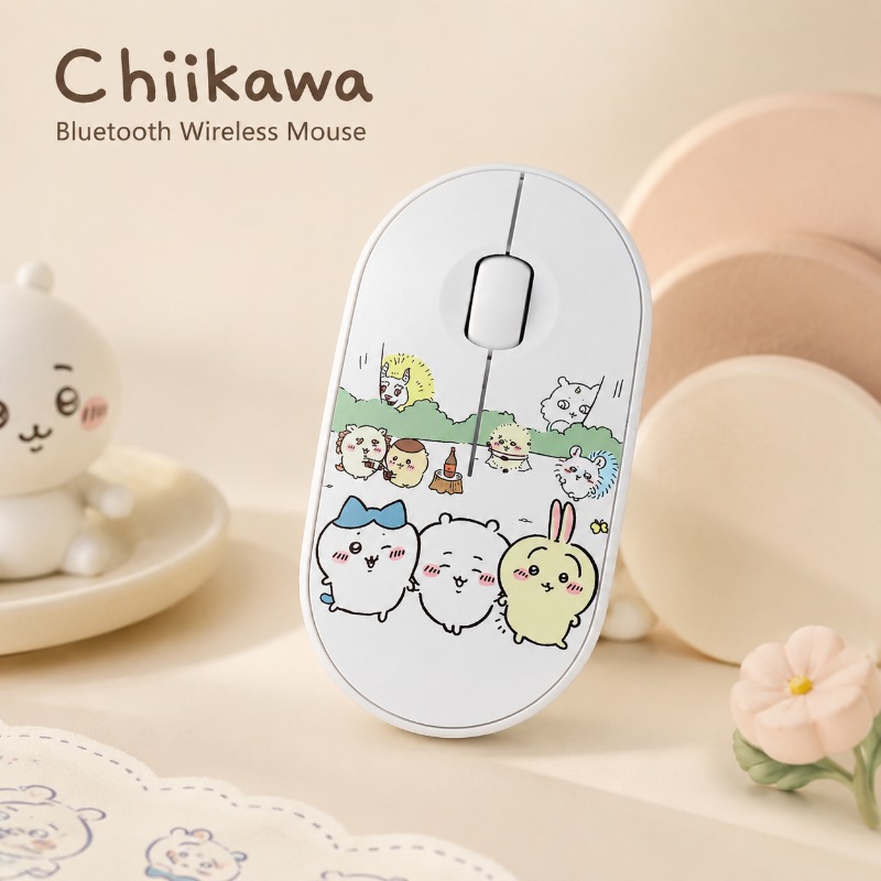 Mini Wireless Mouse - เมาส์ไร้สายบลูทูธชิคาว่าน่ารักเมาส์แล็ปท็อปแบบพกพาแบบเงียบแบบสองโหมดอายุการใช้งานแบตเตอรี่ยาวนาน จับถนัดมือ สำหรับโฮมออฟฟิศ