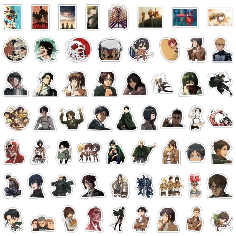 Laptop Accessories Wholesale - 60 ชิ้นสติกเกอร์อนิเมะ Attack on Titan น่ารักสวยงาม