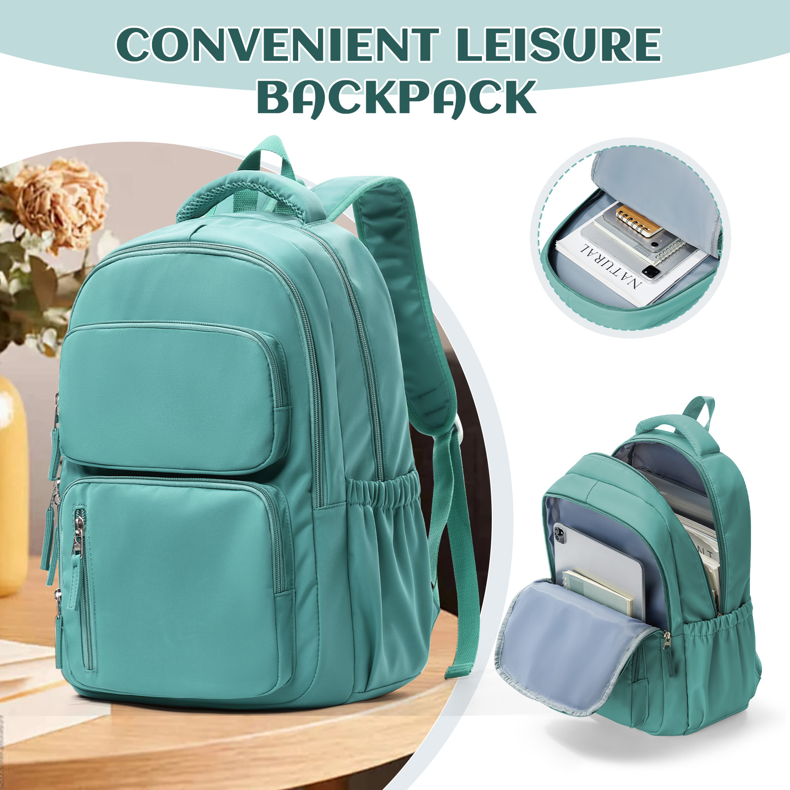 Laptop Backpack Anti Theft - กระเป๋าเป้ใส่แล็ปท็อปน้ำหนักเบาสำหรับผู้ชายผู้หญิงเป้สะพายหลังไปโรงเรียนน่ารักสำหรับวัยรุ่นเด็กหญิงเด็กชายกระเป๋าเป้สะพายหลังสำหรับเดินทางที่แข็งแรงกันขโมยไปวิทยาลัย