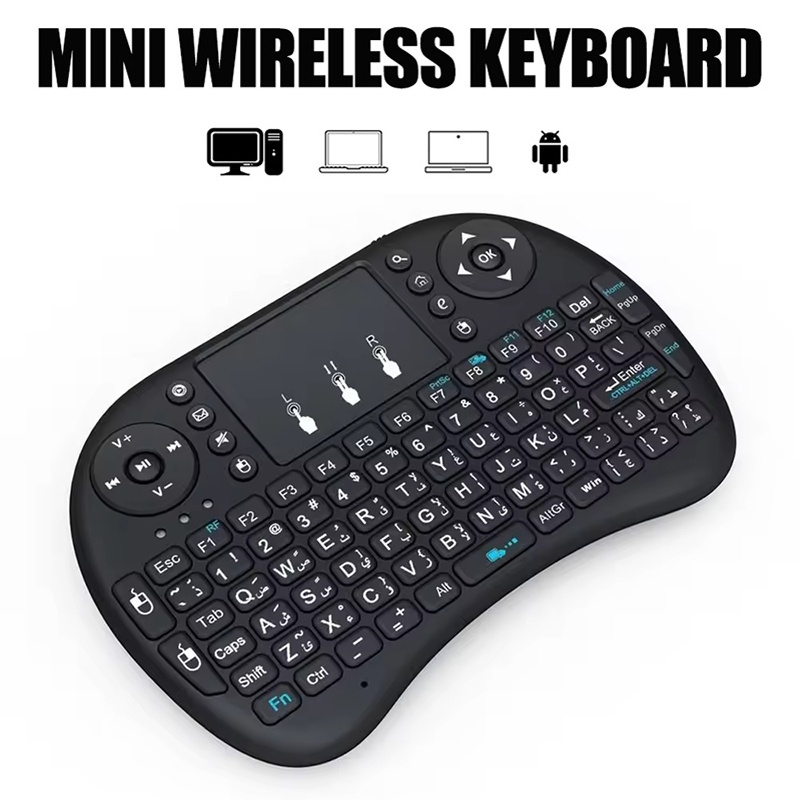 Mini Wireless Mouse - มินิคีย์บอร์ดไร้สาย 2.4GHz ไม่มีเมาส์แบ็คไลท์ทัชแพดรีโมทคอนโทรลสำหรับแล็ปท็อปพีซีแอนดรอยด์ทีวีสำหรับแอนดรอยด์ วินโดวส์ มีเดียเพลเยอร์