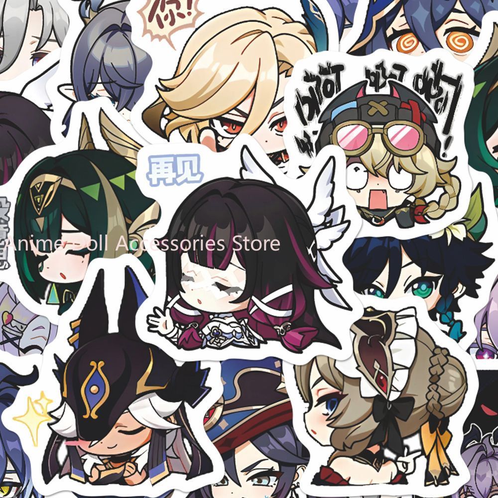Laptop Accessories Wholesale - 64PCS เก็นชิน อิมแพ็ค มูนเมเดนอะนิเมะสติกเกอร์การ์ตูนกราฟฟิตี้สติ๊กเกอร์หมวกกันน็อคสเก็ตบอร์ดแล็ปท็อปสติกเกอร์ตกแต่งรถจักรยานยนต์