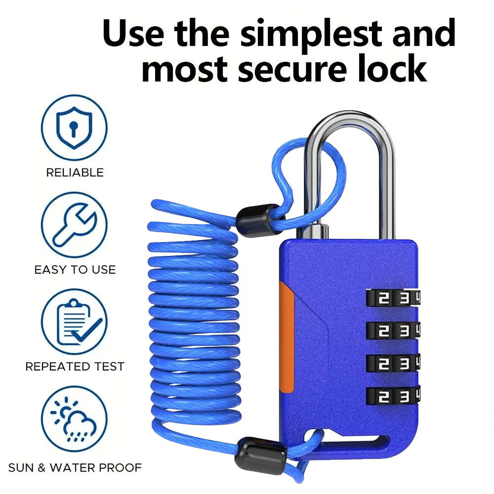 Laptop Backpack Anti Theft - กุญแจรหัส 4 หลัก พร้อมสายเคเบิลแบบยืดหดได้ ป้องกันการโจรกรรม สำหรับกระเป๋าเดินทาง