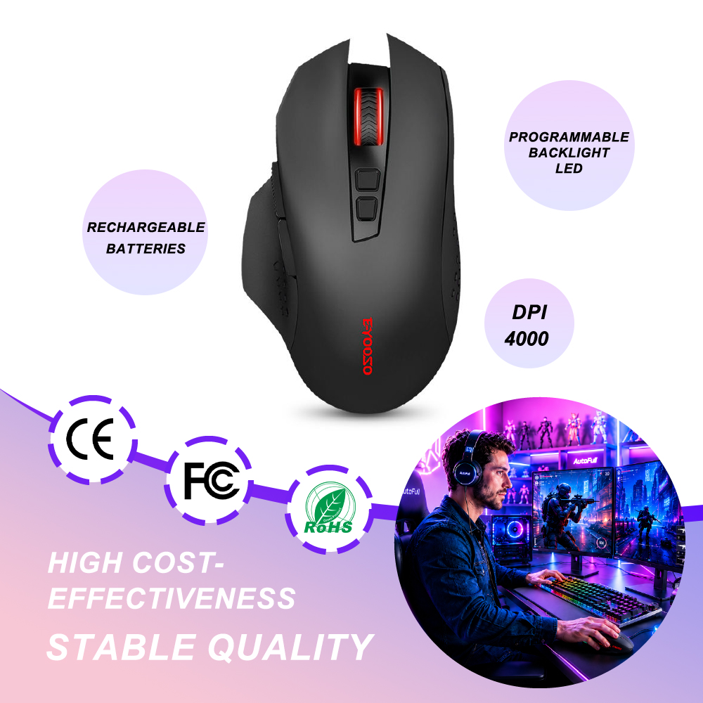 Mini Wireless Mouse - เมาส์เกมมิ่งไร้สาย มินิ ไซเลนท์ 4000 DPI ชาร์จไฟได้
