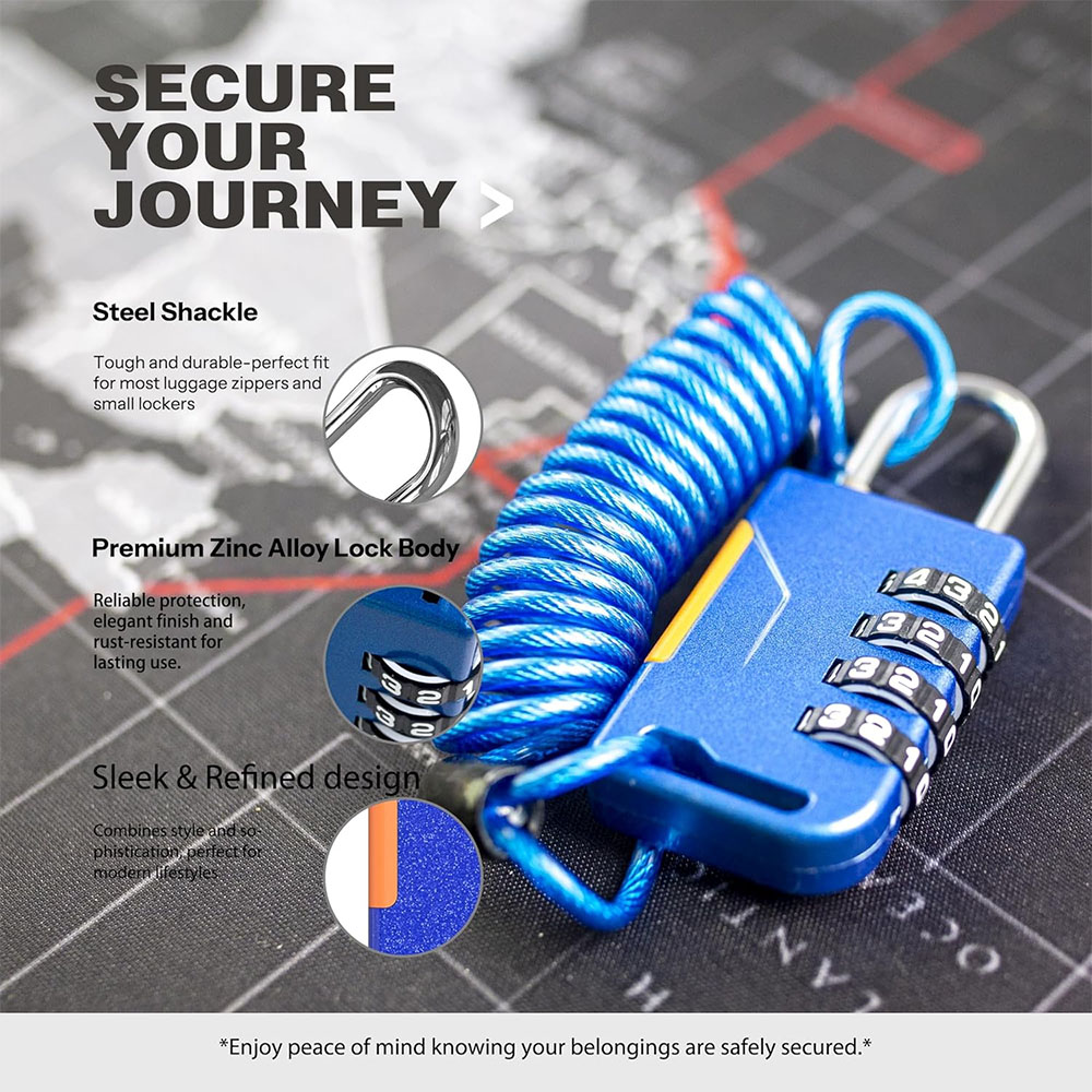 กุญแจรหัส 4 หลัก พร้อมสายเคเบิ - Laptop Backpack Anti Theft บทวิจารณ์และราคา